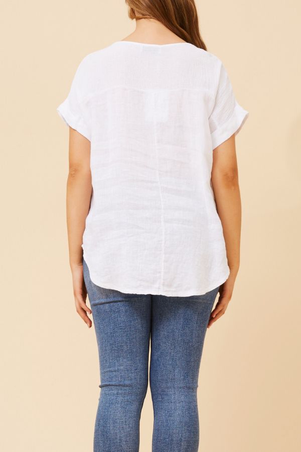Charlotte Linen Top - White