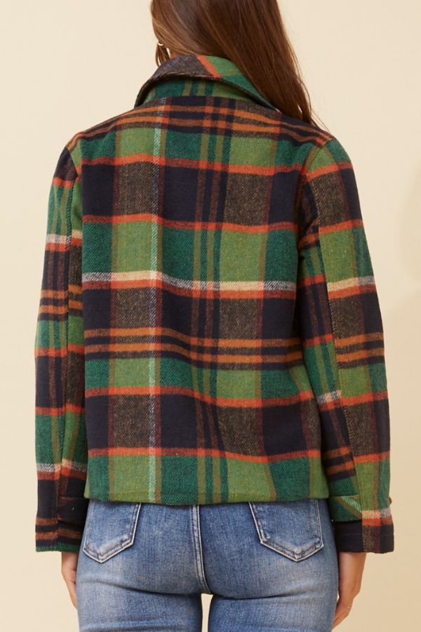 Charlotte Checkered Jacket - Green & Brown