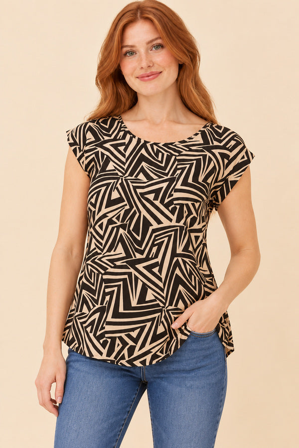 Caitlin Aztec Top – red-haired model, view 2
