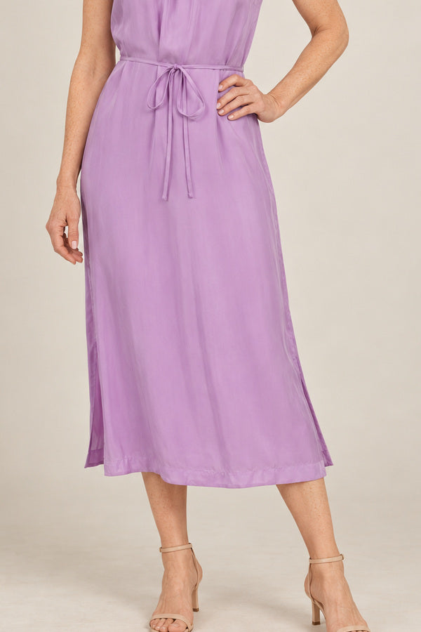 Cupro Dress - Lilac – short red-haired model aged 55, view 4