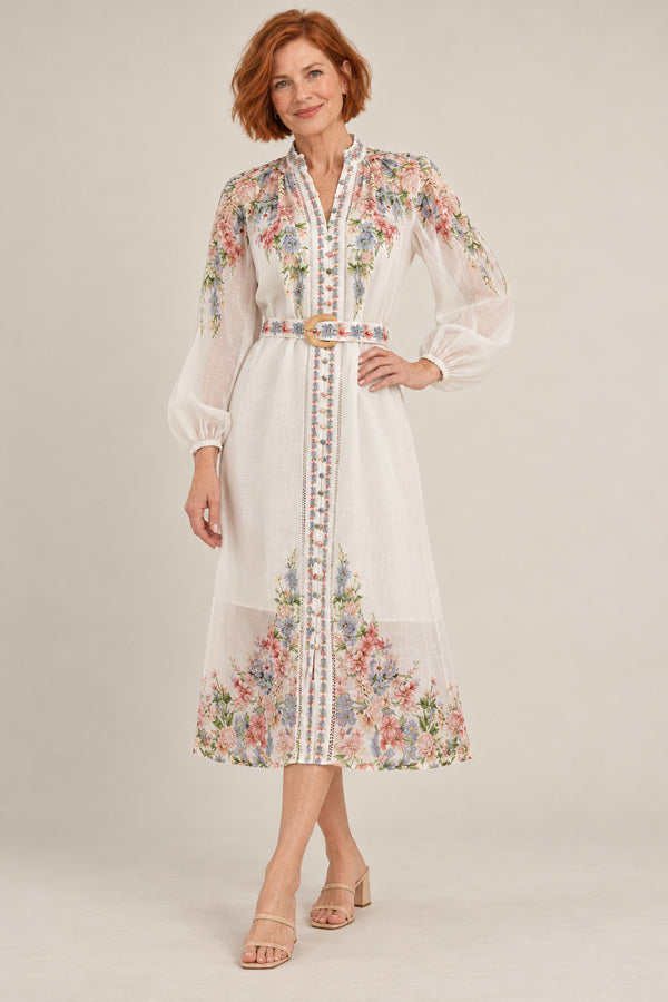 Celeste Long Sleeve Dress - Plum – short red-haired model aged 55, view 2