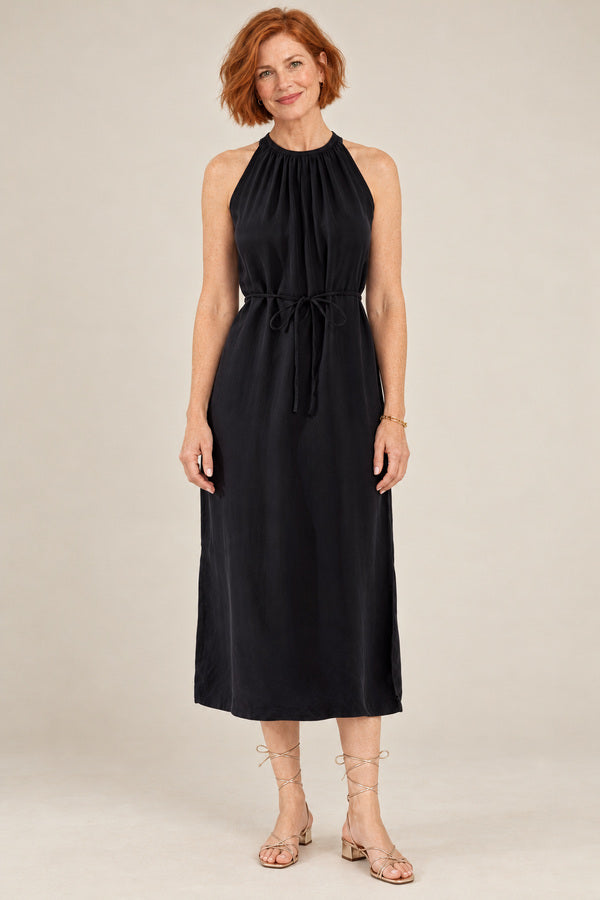 GDS Black Cupro Dress – short red-haired model aged 55, view 1