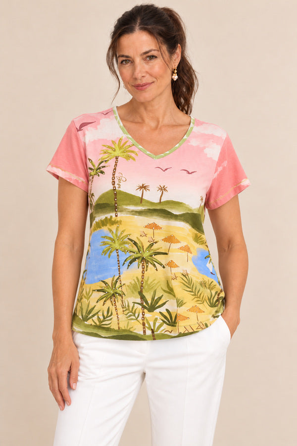 Kayla T-shirt – AI-styled ponytail model alternate view