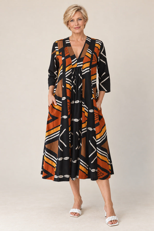 Peacock Dress – AI-styled blonde model view 2