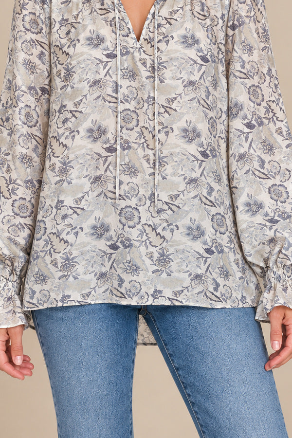 Sandra Longsleeve Print Top – short brunette model, view 5