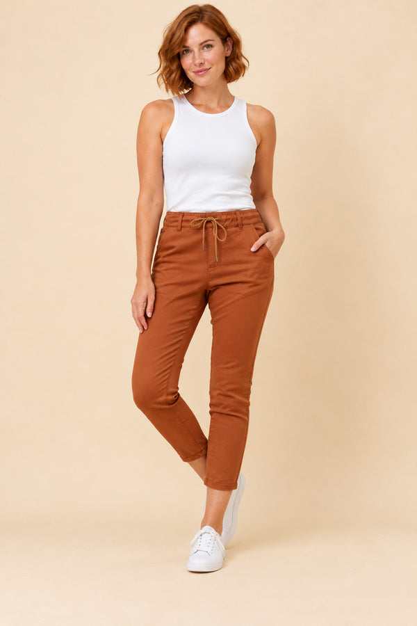 Silvia Jogger Pant - Burnt Orange – short red-haired model, view 2