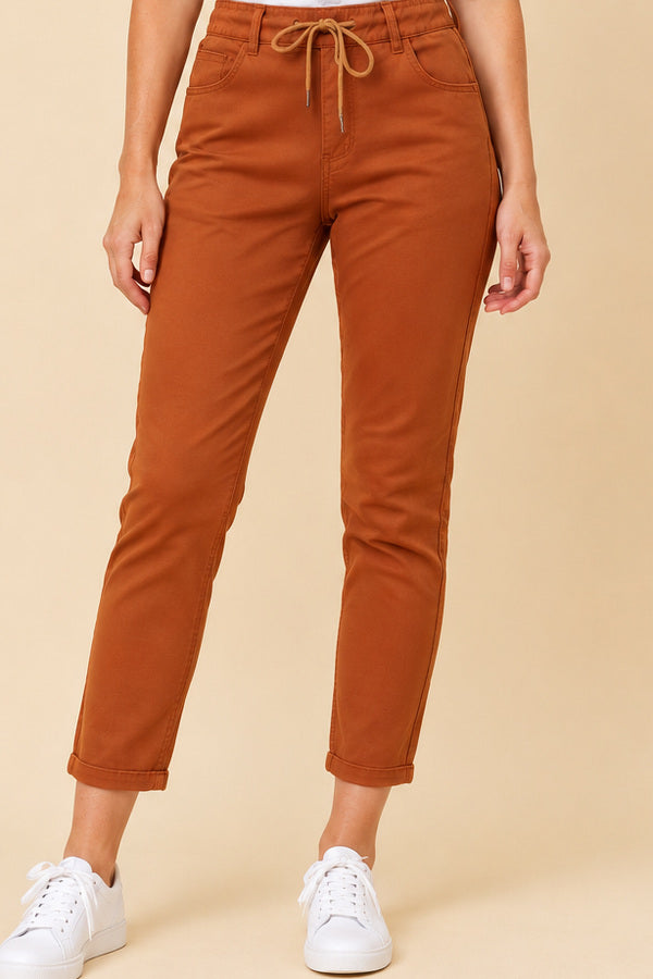 Silvia Jogger Pant - Burnt Orange – short red-haired model, view 5